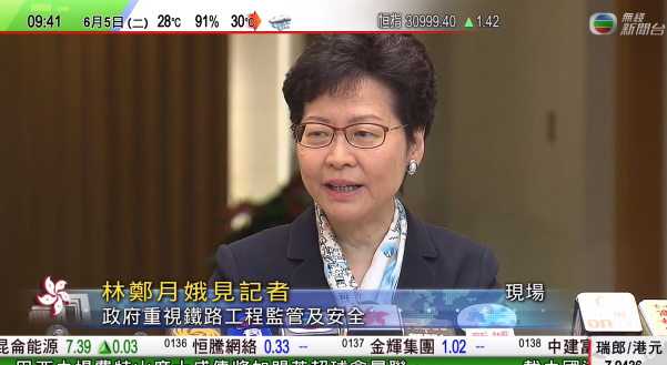 林郑：将严肃跟进沙中线红磡站工程问题