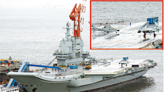 三大舰载机首次亮相国产航母 或进行舰载机起降试验