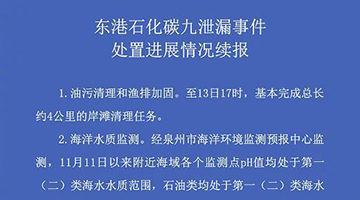 泉港碳九泄漏：4公里岸滩已清理 水产品可正常上市