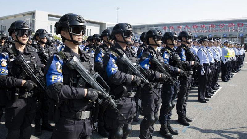 港珠澳桥口岸反恐演练止暴制乱 港澳警方高层出席