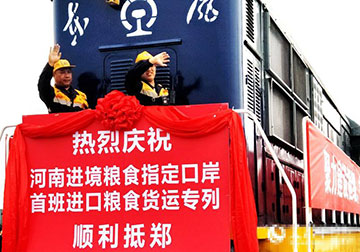 河南进境粮食口岸 再次喜迎粮食班列