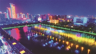 洛阳：开元湖音乐喷泉恢复表演