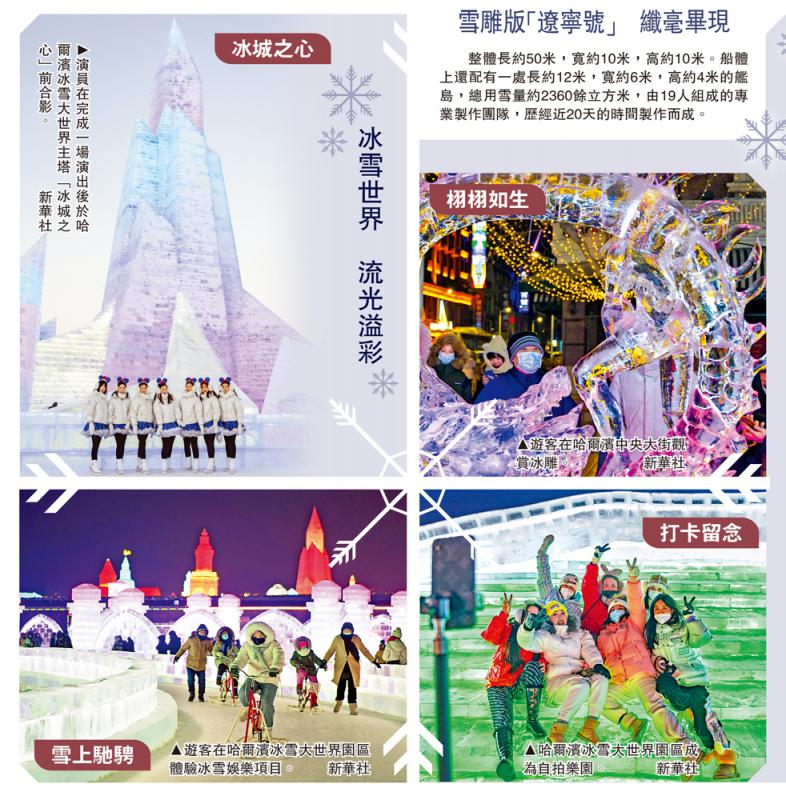 雪雕版「遼寧號」　纖毫畢現