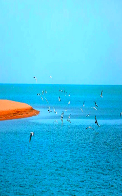 海天一色的博斯腾湖让你爱恋