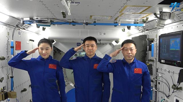 载人航天工程立项实施三十周年 神舟十四号航天员乘组在轨送祝福