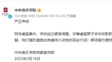 网传有人虐猫？中央音乐学院：非本校教职员工学生 已报警