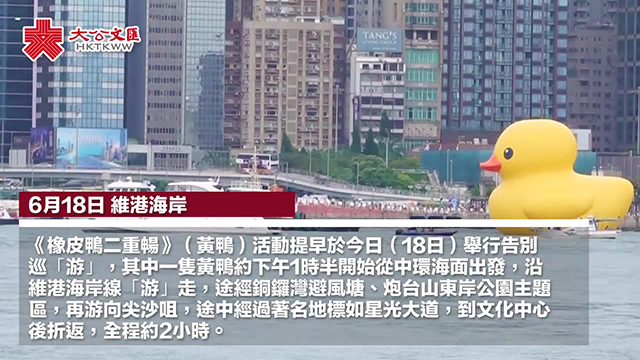 黄鸭告别巡游 香港市民不舍说“拜拜”
