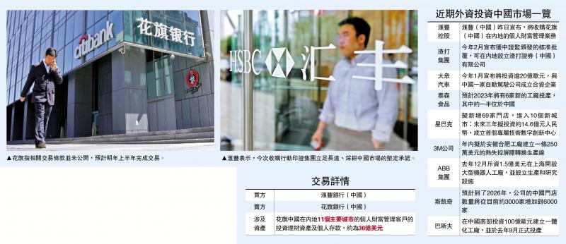 ﻿汇丰购花旗中国财管业务 总值280亿