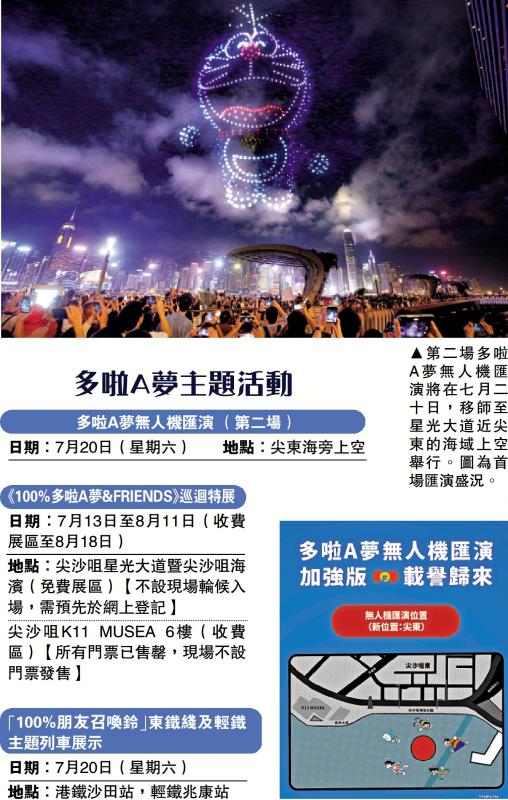 多啦A夢無人機表演再現尖東 7.20「機」不可失