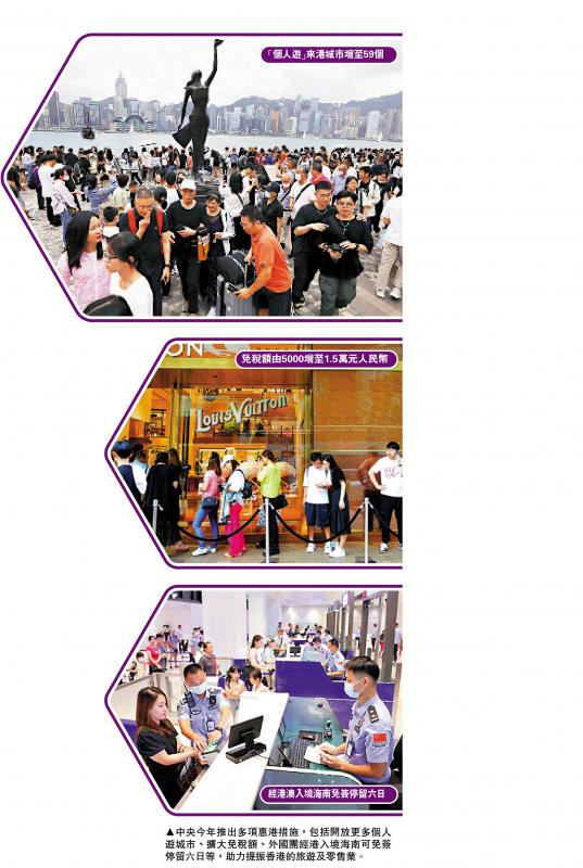 中央惠港措施成效彰 旅遊業丁財兩旺