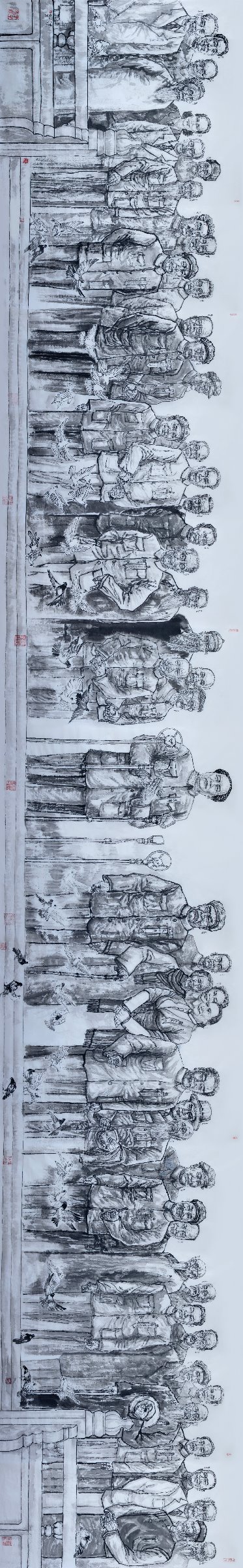 内地画家创作巨幅国画《开国大典》迎国庆七十五华诞