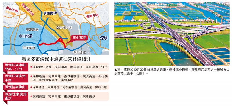 深中通道南沙線通車 穗深20分鐘互達