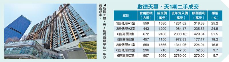 楼市回升/天玺．天两月24宗买卖 全部有赚