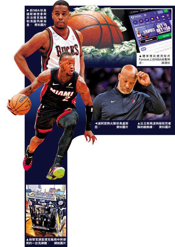 ﻿NBA爆非法赌博丑闻 教练及球员被捕