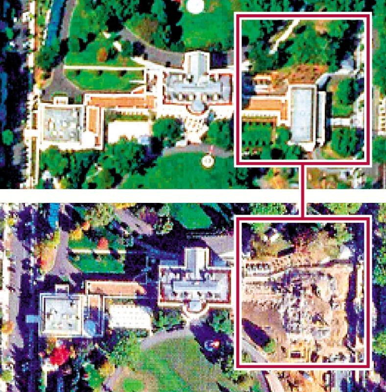 ﻿卫星图揭白宫东翼已全部拆除