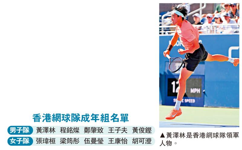 港网球队全运列阵　黄泽林领衔