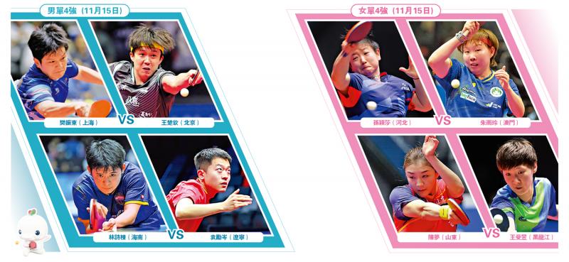 全运+乒乓球/全运乒球“神仙打架”　男女单4强明激战