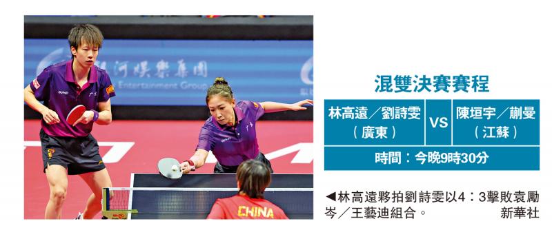 混双冠军战今晚9时半对决