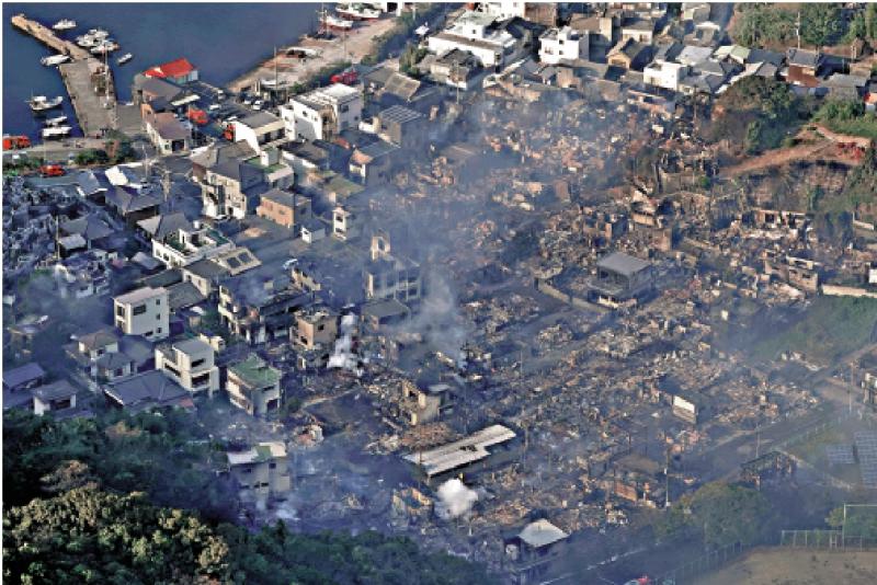 ﻿日本大火烧毁逾170建筑 至少一死一伤