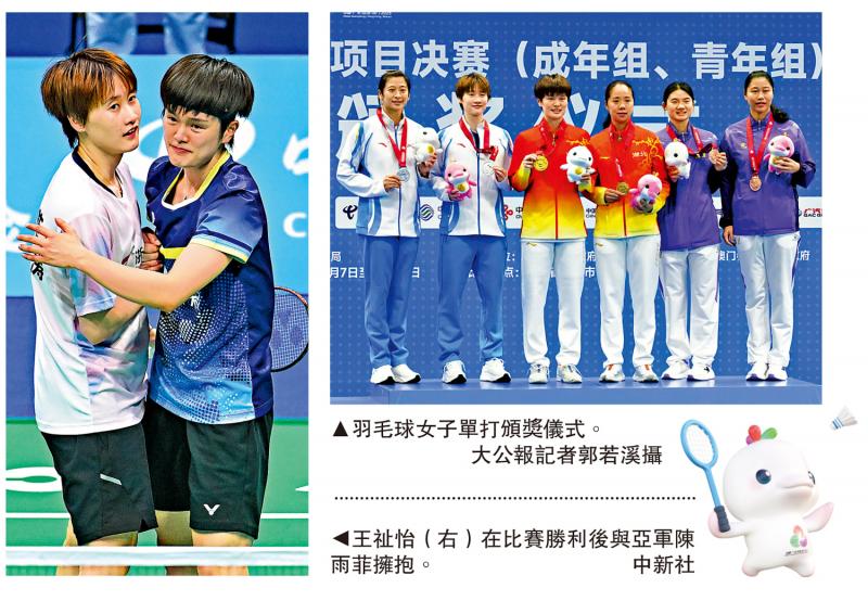 羽球女单激战陈雨菲　王祉怡折桂