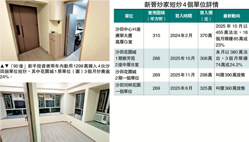 气氛回暖/沙田花园城1房380万沽 三个月升24%