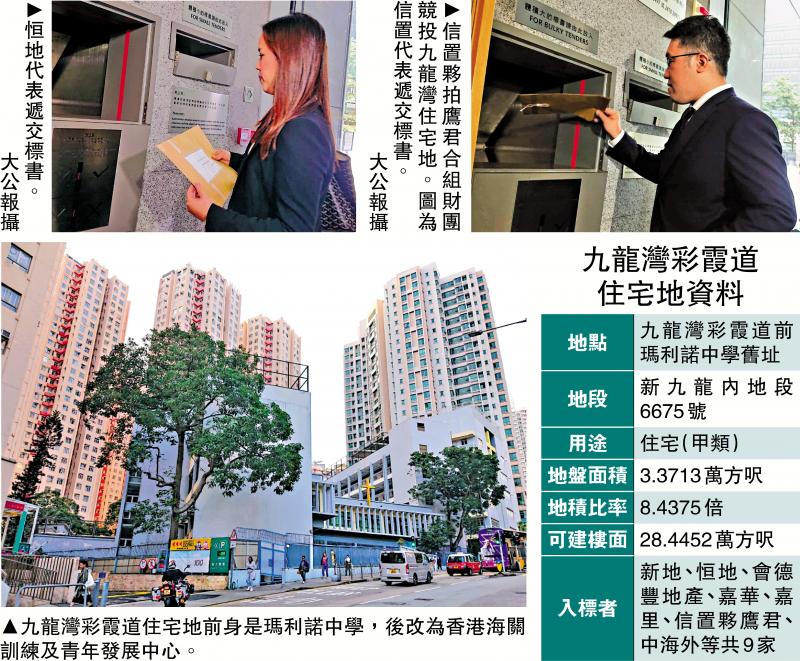 彩霞道住宅地截标 九财团角逐