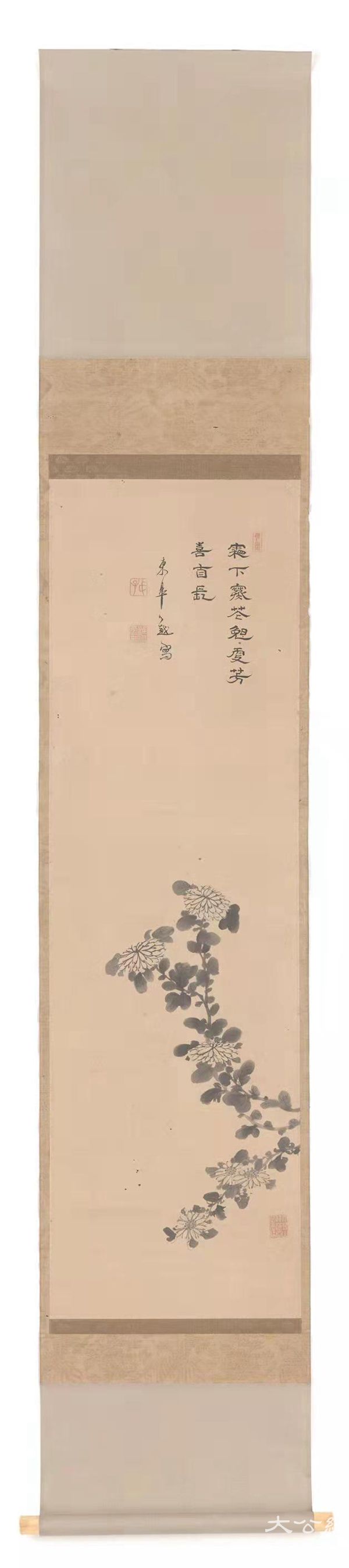 10.东皋心越墨菊图,东皋心越(1639-1695),中国画,103x30.5,1684,杭州永福寺藏.jpg